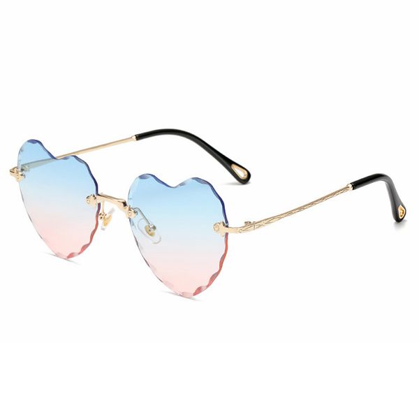 

brand designer rimless love heart sunglasses women cutting resin len sun glasses elegant ladies eyewear gradient shades sunglass, White;black