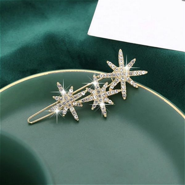 

european and usa fashion hair pins decorations accessories wholesale crystal star shaped hairs clips for women girls, Black;brown