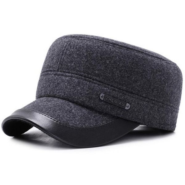 

2020 new winter middle-aged and elderly woolen hat old hat autumn and winter warm earmuff dad grandpa cap wholesale fionc, White