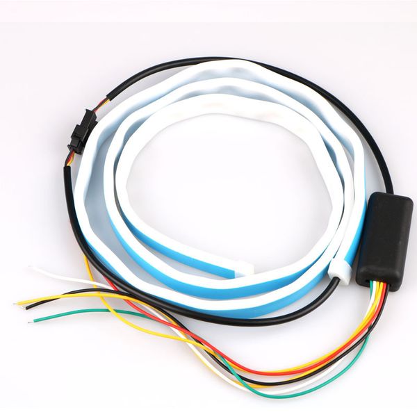 

120cm car rear trunk lights multicolor rgb tail box light dynamic streamer brake turn signal warning led strip car styling