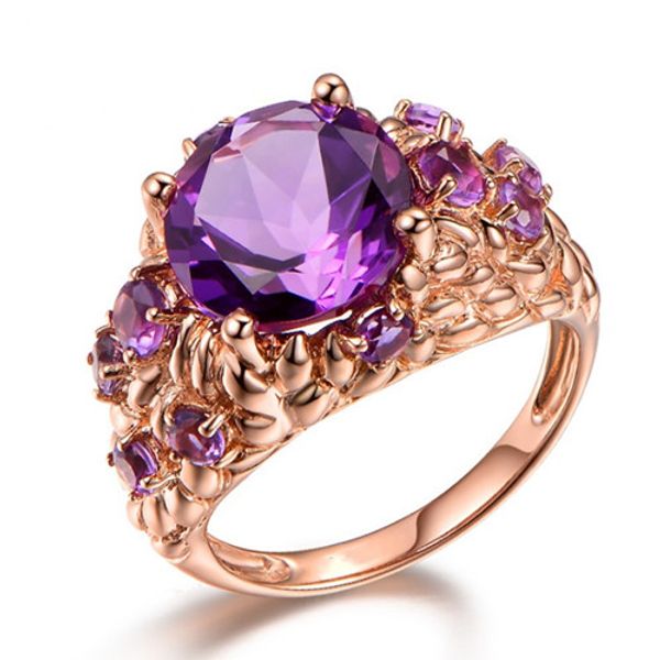 

wholesale 10 pcs gold plated geometric purple amethyst stone finger ring for elegant women red crystal jewelry, Silver