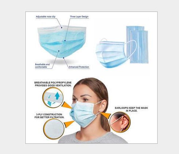 

одноразовые маски для лица толстые 3-слойные маски с ушками для салона, домашнего использования удобная в наличии маска