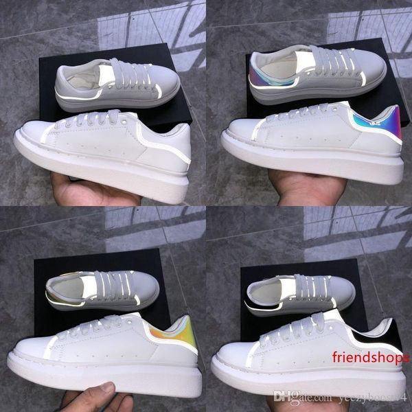 

reflective casual platform shoes womens balck white golden red navy snake skin leather falt sneakers fashion luxury men designer shoes