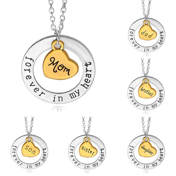 

Forever In My Heart Necklaces For women Family Member Grandpa Grandma Mom Dad daughter Son Love Heart pendant chains Fashion Jewelry