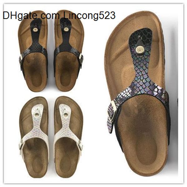 

2020 new brand gizeh men and women slippers breathble flip flops summer brik beach sandals fashion buckle genuine leather casual cool, Black