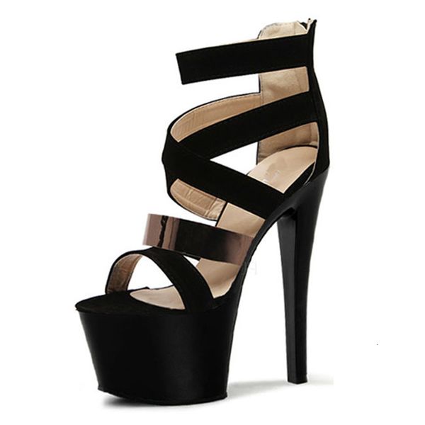 

twerk classics wedding high-heels female shoes open-toes ankle thick platform plus size roma sandals big-size, Black