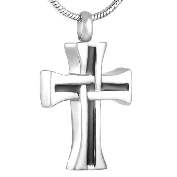 

ijd8024 stainless steel inlay cross cremation memorial pendant for ashes urn keepsake souvenir jewelry for men, Silver