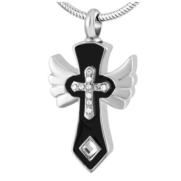 

memorial ashes cross pendant necklace wing&crystal cross by stainless steel gifts, Silver