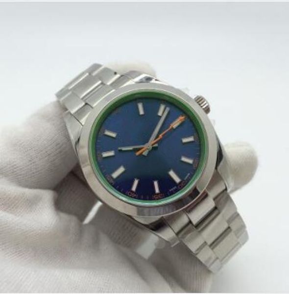 

watch 116400gv 40mm blue dial men watch 316l steel asia 2813 movement mechanical automatic mens watches, Slivery;brown