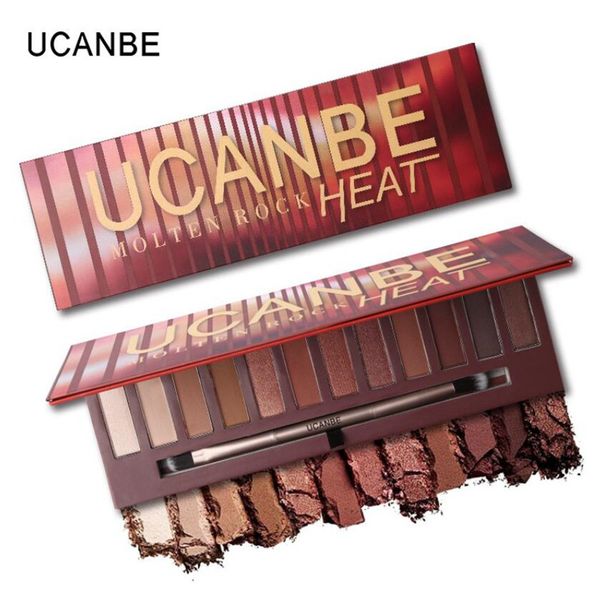 

ucanbe высокое качество 12 цветов molten rock heat палитра теней для век макияж nude shimmer matte smoky тени для век красно-коричневая тыкв