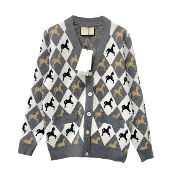 

женская дизайнер вязать кардиган мода животных печати свитера для женщин 2019 осень повседневная топы клетчатые женские свободные вязать пал, White;black