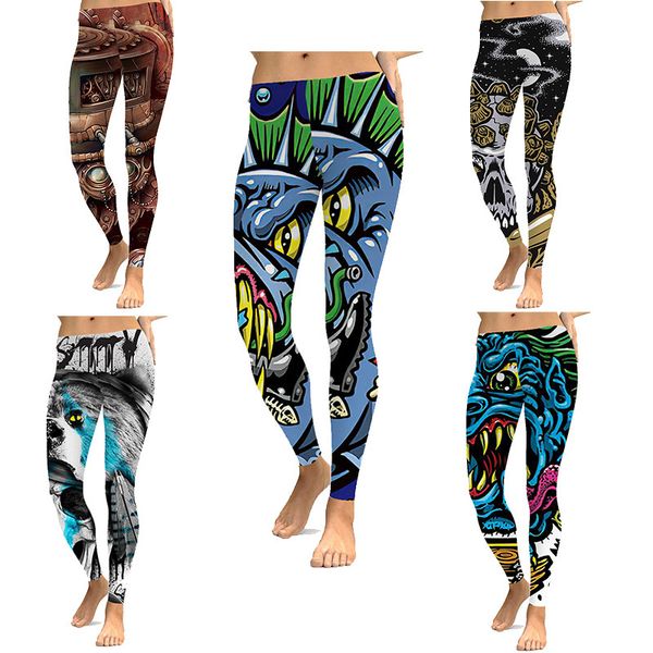 

cosmic starry sky digital printing women's pants cartoon series europe and america color slim fit leggings sports yoga pants out, Black