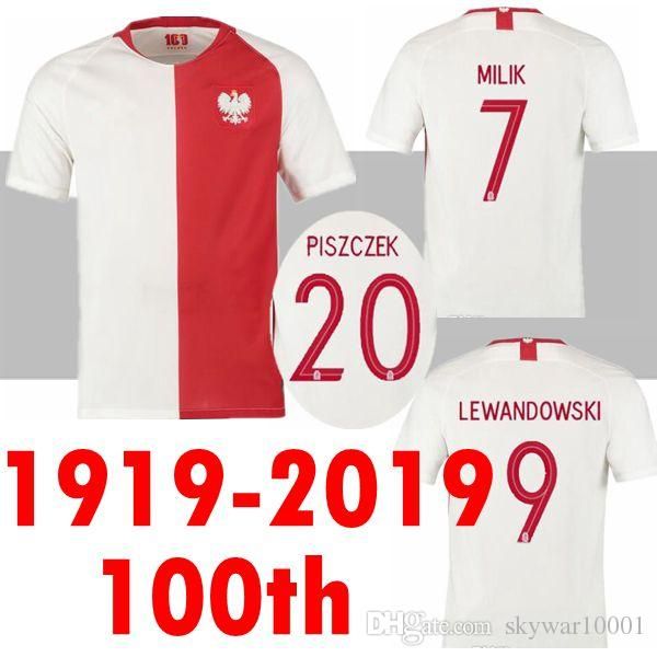 

2019 100th anniversary soccer jerseys limited-edition special lewandowski 9 zielinski 20 piatek 23 milik 7 glik 19 20 jersey shirt, Black;yellow