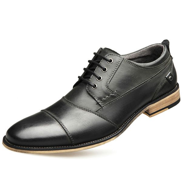 

dropshipping men shoes oxfords british style genuine leather dress shoes business formal men flats plus size, Black