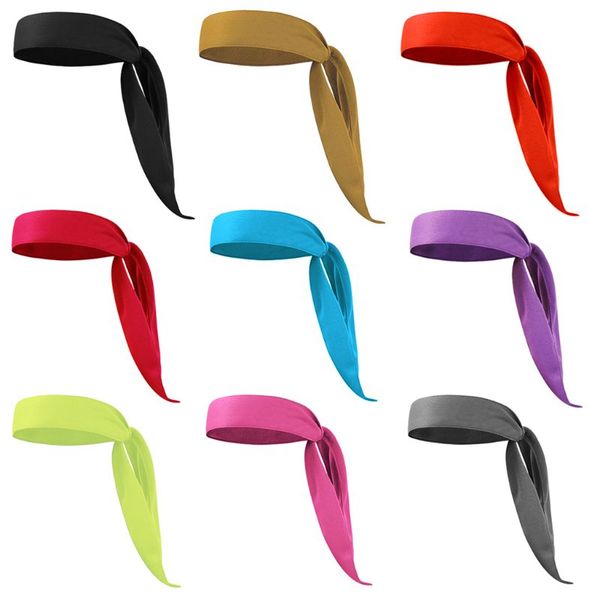 

stretch sport sweatband run tennis fitness moisture wicking headband head tie, Yellow;black