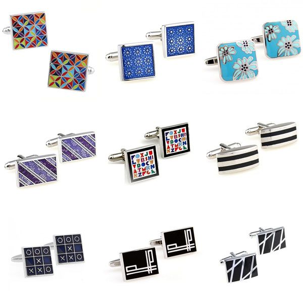 

colorful enamel epoxy cufflink cuff link 1 pair big promotion, Silver;golden
