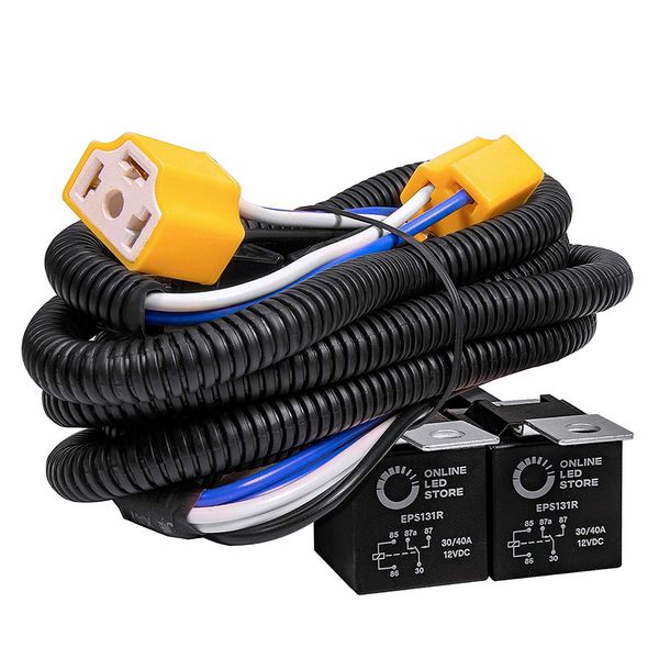 

12v car headlight relay wiring harness system 2 headlight bulb fixed dark light brightener
