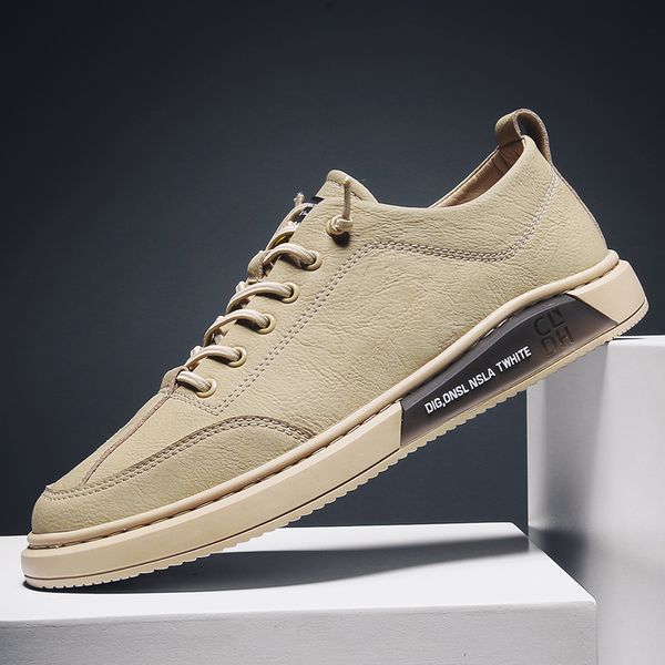 

2020 men original leather shoe anti-slippery men sneakers boy footwear lace up sneakers for mens leather shoe, Black