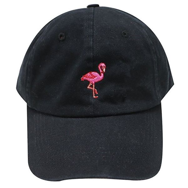 

new fashion snapback sun hat flamingoe embroidery cotton baseball caps women men solid color dad hats casquette homme, Black;white