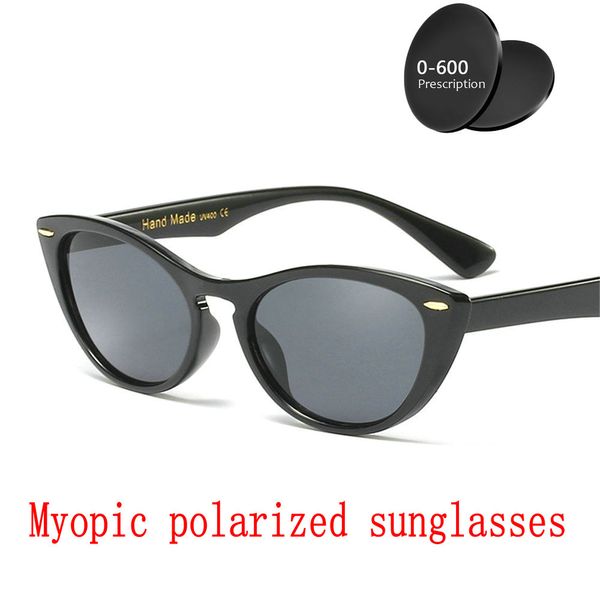 

mincl/2019 prescription myopia polarized sunglasses women 0 to -600 minus degree optical fashiona cat sunglass male uv400 fml, White;black
