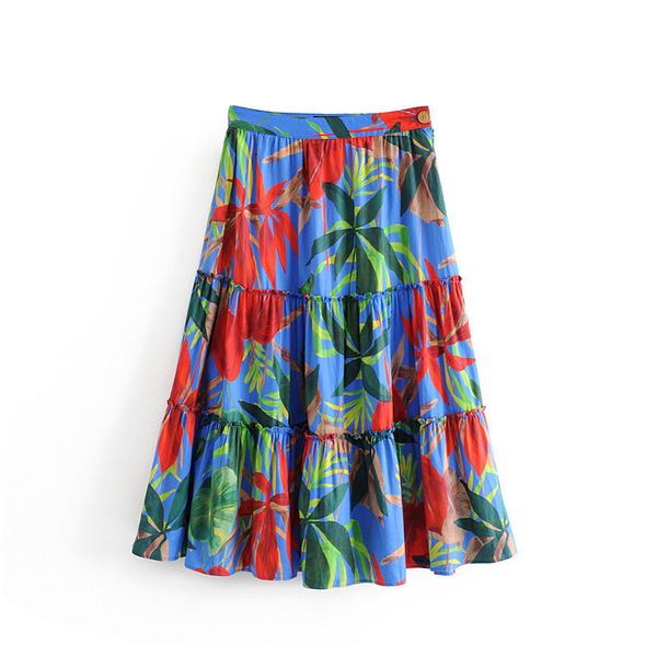 

wf45-1177 european and american fashion printed half-length skirt, Black