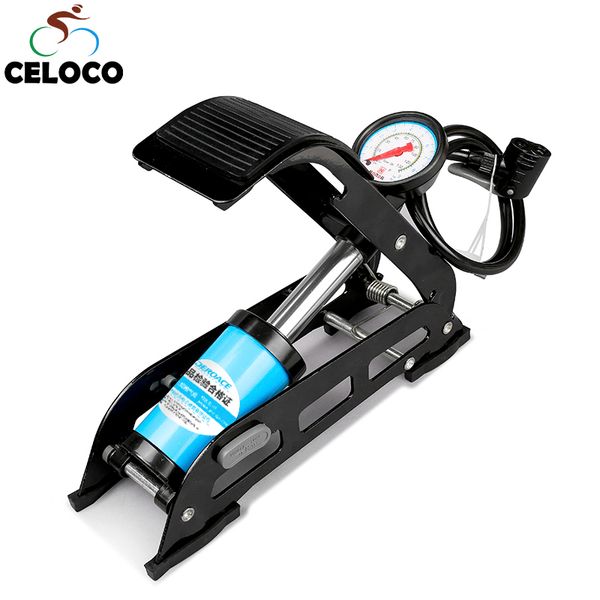 

high pressure tire air inflatable bicycle foot pump foot inflator with gauge for car vehicle motorcycle inflator mountain bike