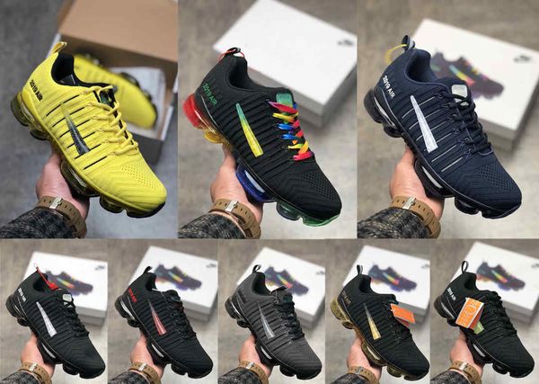 

2019 woven fly line men's cool running shoes air cushion design dark blue white black silver running sneakers