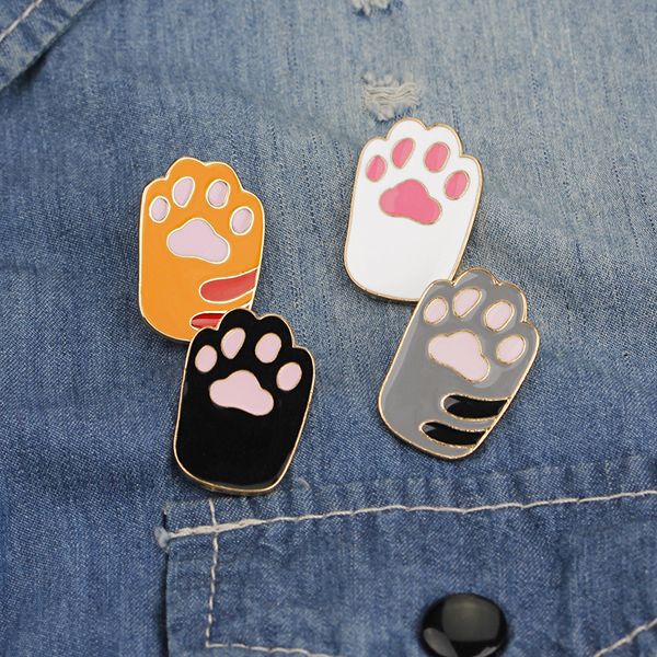 

cute animal paw lapel pins enamel cat or dog paw brooches alloy badge pin up pet jewelry drop ship lp303, Gray