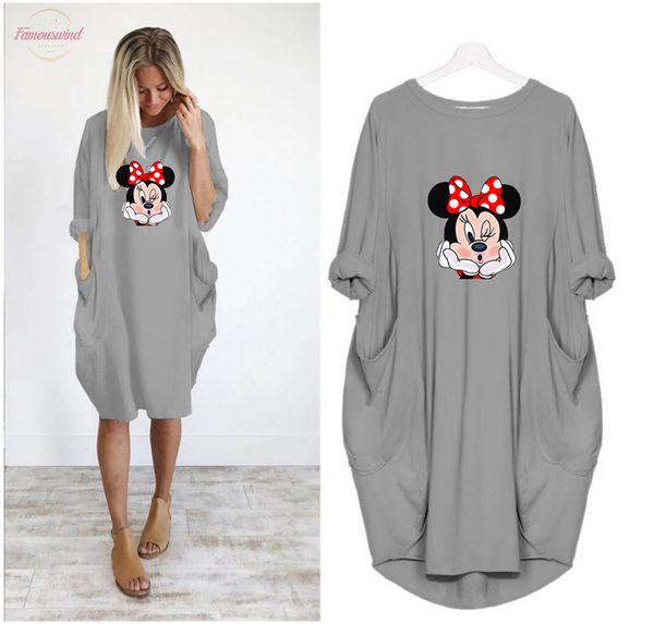 

dress women autumn printing pocket loose dresses vintage maxi clothes party casual dresses women plus size dress, Black;gray