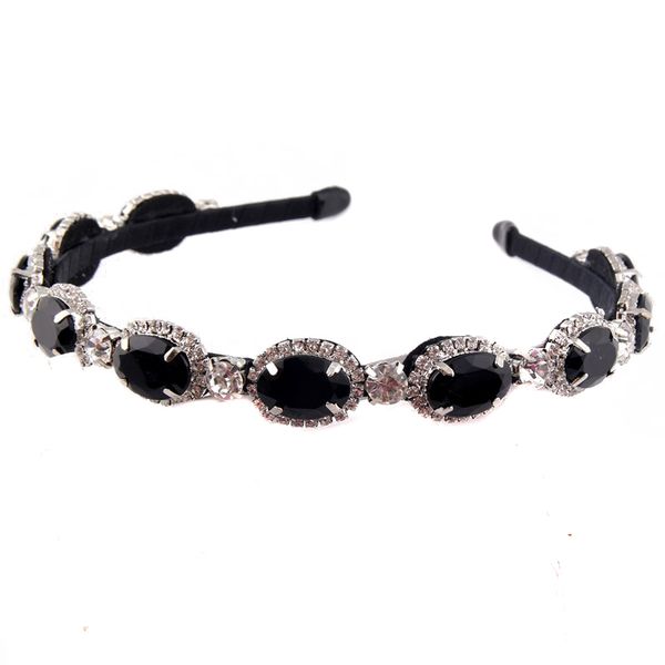 

elegant diamante rhinestone hairband sparkly black crystal headband for women fashion hair jewelry accessories, Golden;white