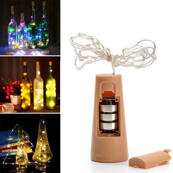 

20 led strip wine bottle lamp fairy lights cork string wire 2m party wedding
