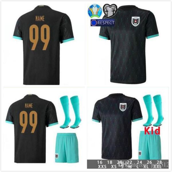 

man+kids kit 2020 austria soccer jersey 20 21 away alaba arnautovic sabitzer grillitsch camisetas football shirt national team uniforms, Black;yellow