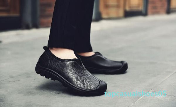 

new2020 first layer of leather leisure men wide and large size shoes business shoes men's outdoor trend of men's t05, Black