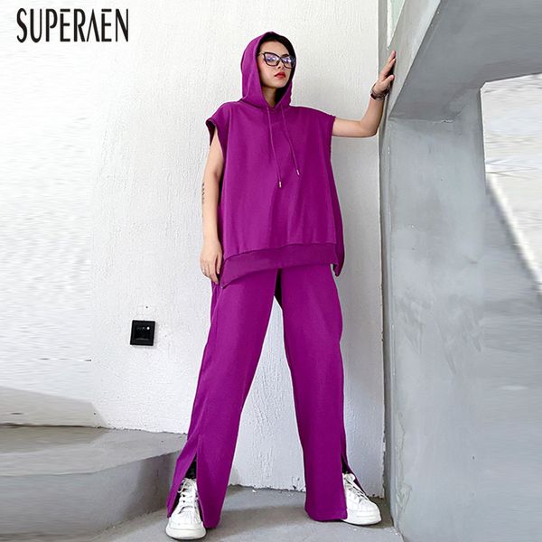 

superaen fashion casual women's sets summer and spring new 2020 hoody wild sweatshirts cotton casual pants two-piece female, White