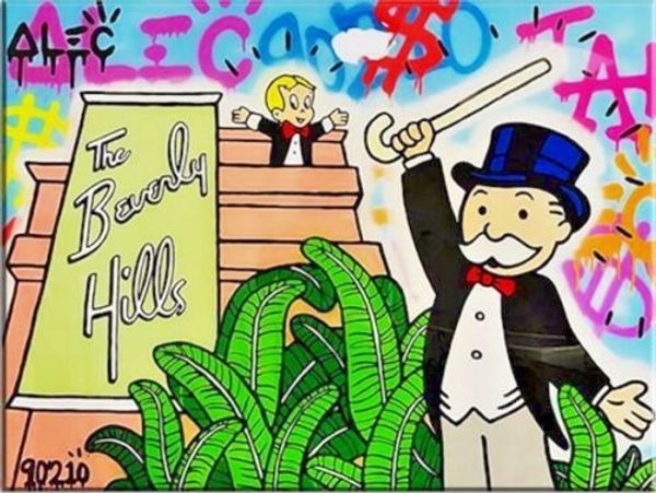 

wall art large picture home decor handpainted &hd print alec monopoly brainwash oil painting on canvas graffiti art beverly hills 191007