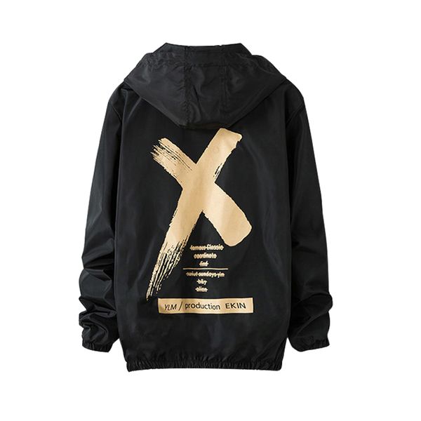 

2018 spring hooded casual black jacket men, Black;brown