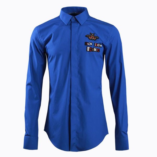 

2020 handmade letter bee men shirt long sleeve 398 brand men's wear shirt male three nine eight, White;black