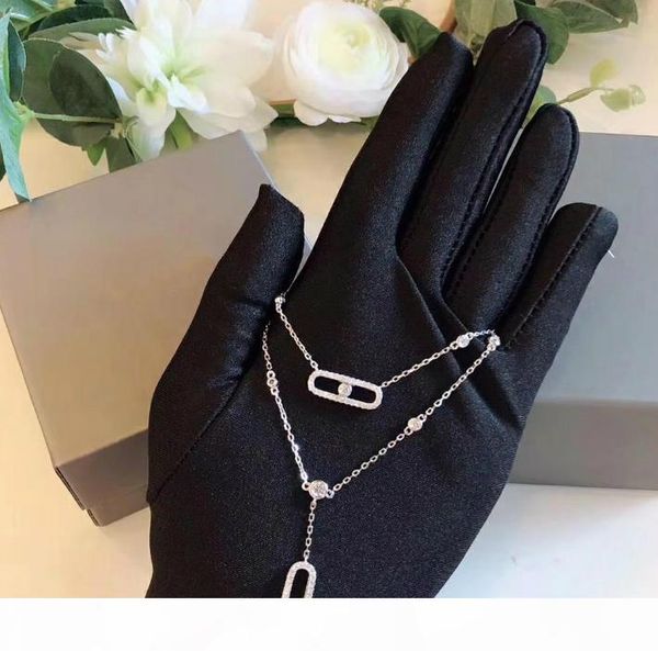 

women's necklace move jewelry s925 sterling silver removable pendant necklace fashion temperament double silver necklace