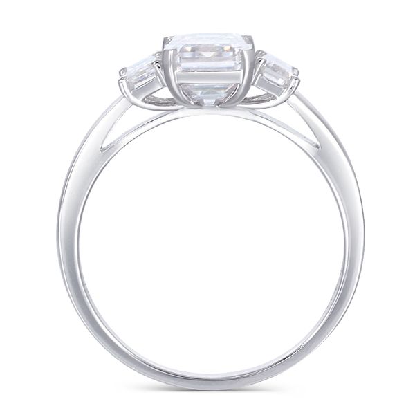 

transgems 18k 585 white gold moissanite engagement ring center 6x8mm f color moissanite emerald cut 3 stone engagement ring y19061203, Slivery;golden