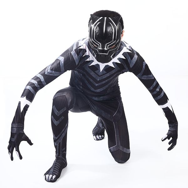 

black panther muscle costume civil war american captain cosplay halloween party fancy dress jumpsuit boy, Black;red