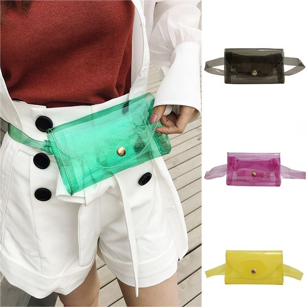 

new fashion beach fanny pack waist bag women messenger cute belt transparent jelly waterproof crossbody bag chest #0