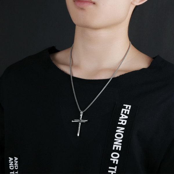 

wholesale stainless steel silver necklaces mens chains pendants hip hop gold cross pendant chain necklace jewelry on the neck