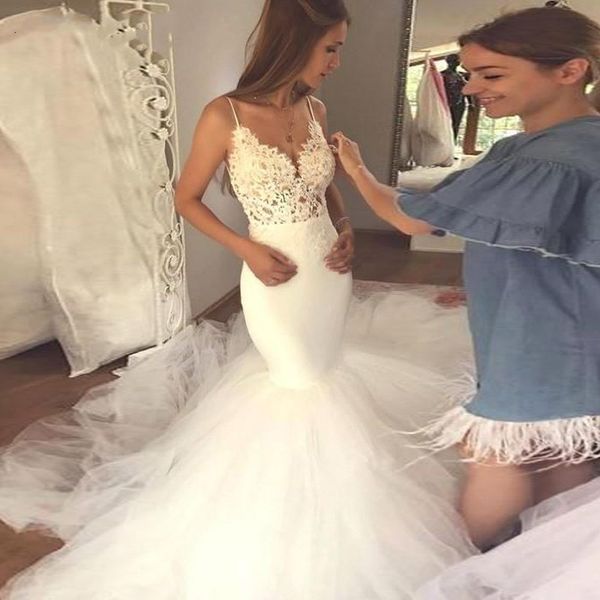 

ivory v образным вырезом бретельках sexy русалка свадебные платья шнурок backless оборками vestidos de noivas свадебные платья, White