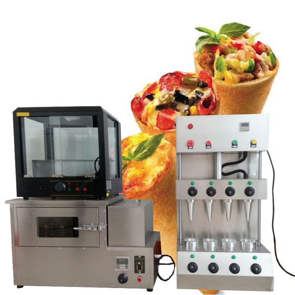 Recentemente projetado 4-die máquina de pizza cone Fácil de operar máquina de forno de pizza cone com armário de exposição de pizza Frete grátis