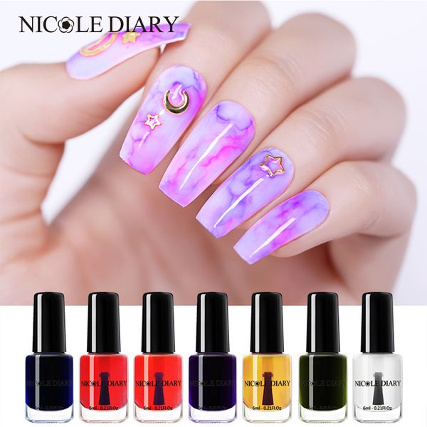 

nicole diary watercolor ink nail polish blooming gel smoke effect smudge bubble diy varnish manicure decoration
