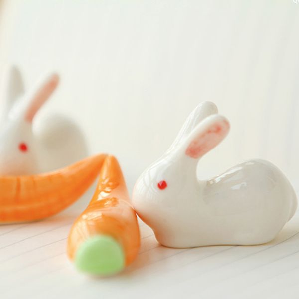 

ceramic crafts zakka home decoration pottery chopsticks super cute pink ear eye rabbit chopsticks white rabbit pen holder ornament gifts