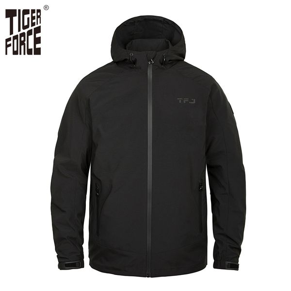 

tiger force 2019 new men spring jacket hooded casual windbreaker plus size fashion bomber jacket man windproof coat outerwear, Black;brown