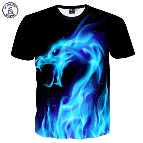 

mr .1991inc cool футболка мужчины / женщины 3d футболка с принтом синяя огненная змея с коротким рукавом летние топы тис футболка мода, White;black
