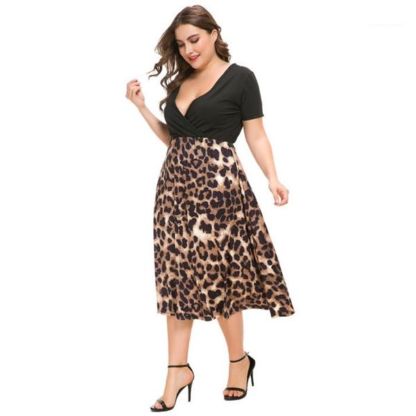 

v neck short sleeve female clothing fashion casual apparel plus size desinger floral print dresses summer new style, Black;gray