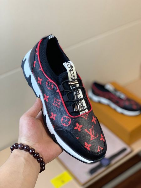 

2020 genuine leather sneakers casual shoes running fashion leather shoesmen designers shoes sports trainers, Black